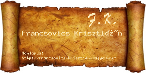 Francsovics Krisztián névjegykártya